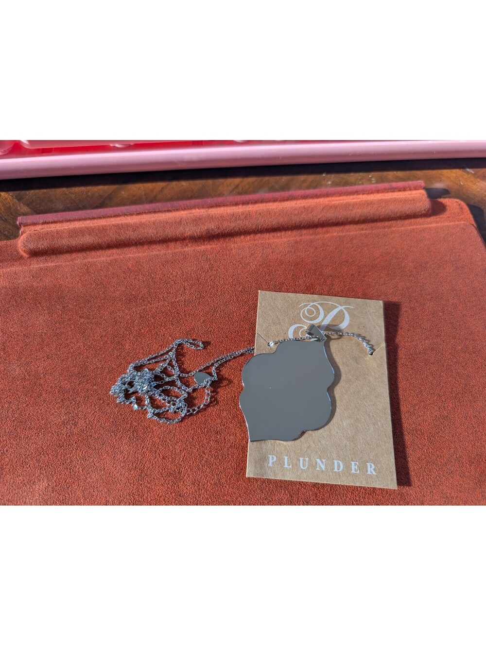 Plunder Jewelry Silver Tone Large Quatrefoil Pendant Necklace NWT